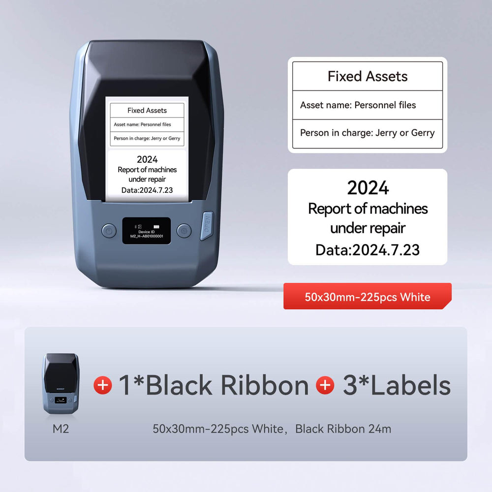 NIIMBOT M2 withe 1 black ribbon 3 50x30mm labels