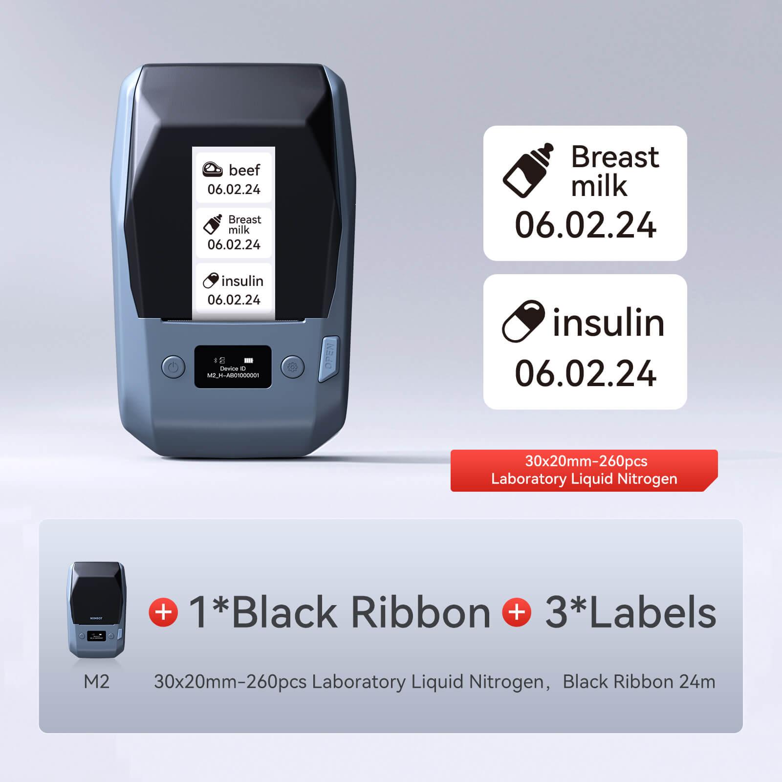 NIIMBOT M2 withe 1 black ribbon 3 30x20mm labels
