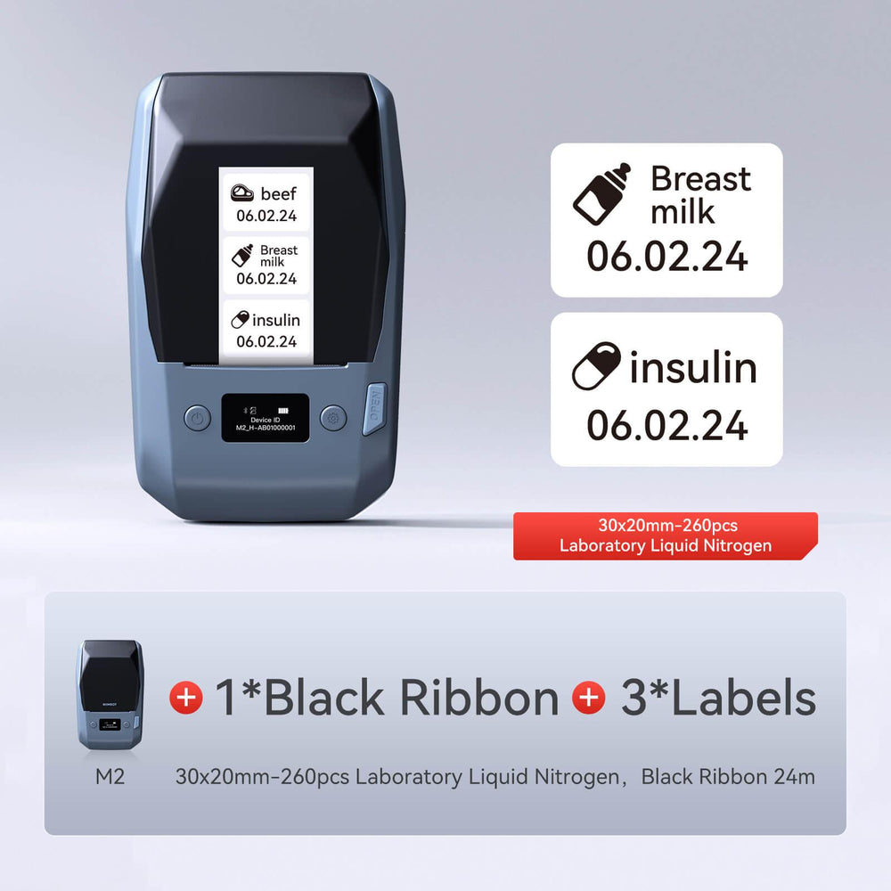 NIIMBOT M2 withe 1 black ribbon 3 30x20mm labels