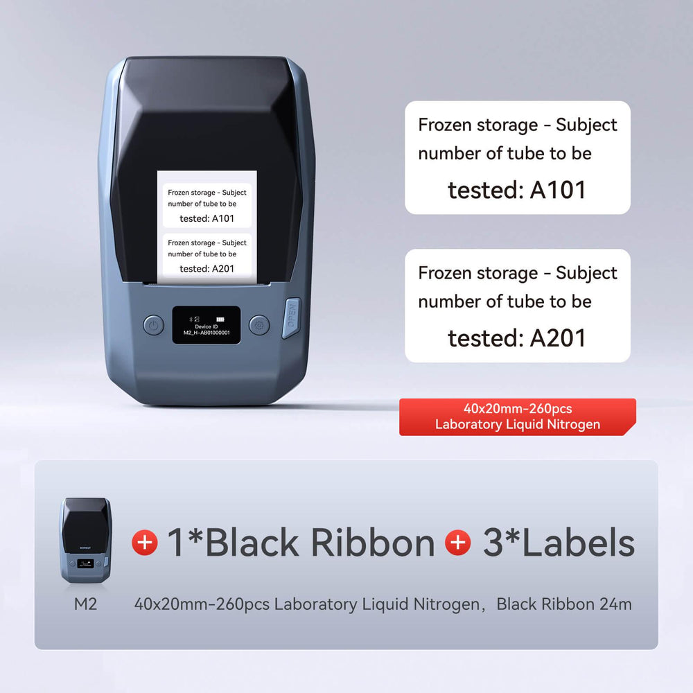 NIIMBOT M2 withe 1 black ribbon 3 40x20mm labels