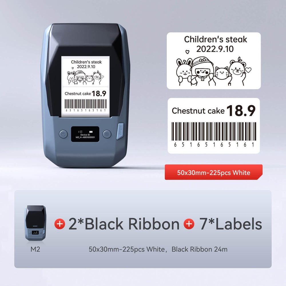 NIIMBOT M2 withe 1 black ribbon 7 50x30mm labels