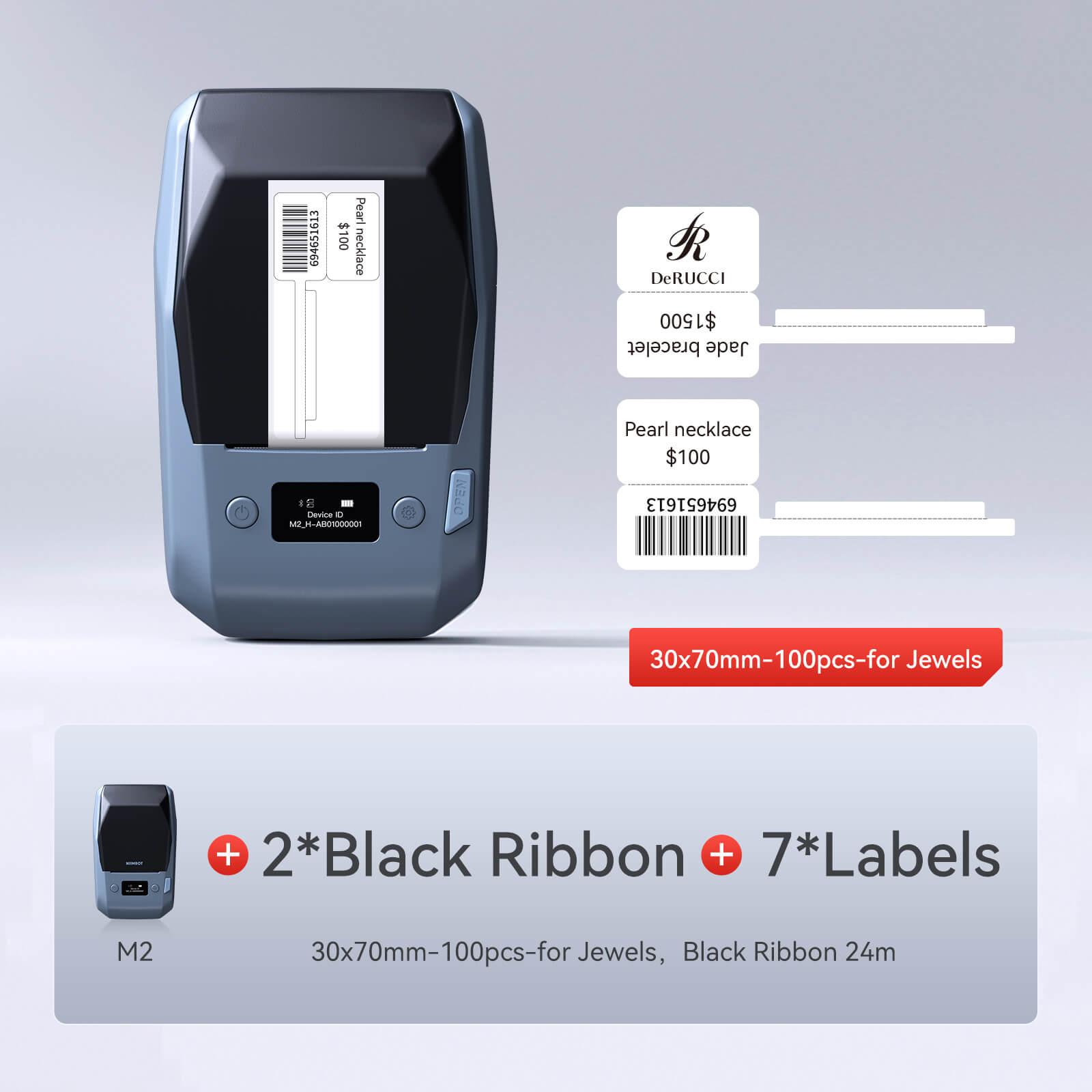 NIIMBOT M2 withe 1 black ribbon 7 30x70mm labels