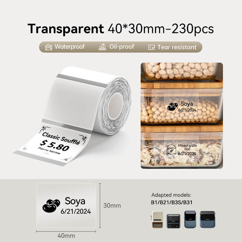 Clear Label Tape for B21, B1, B3S, B4, K3-13