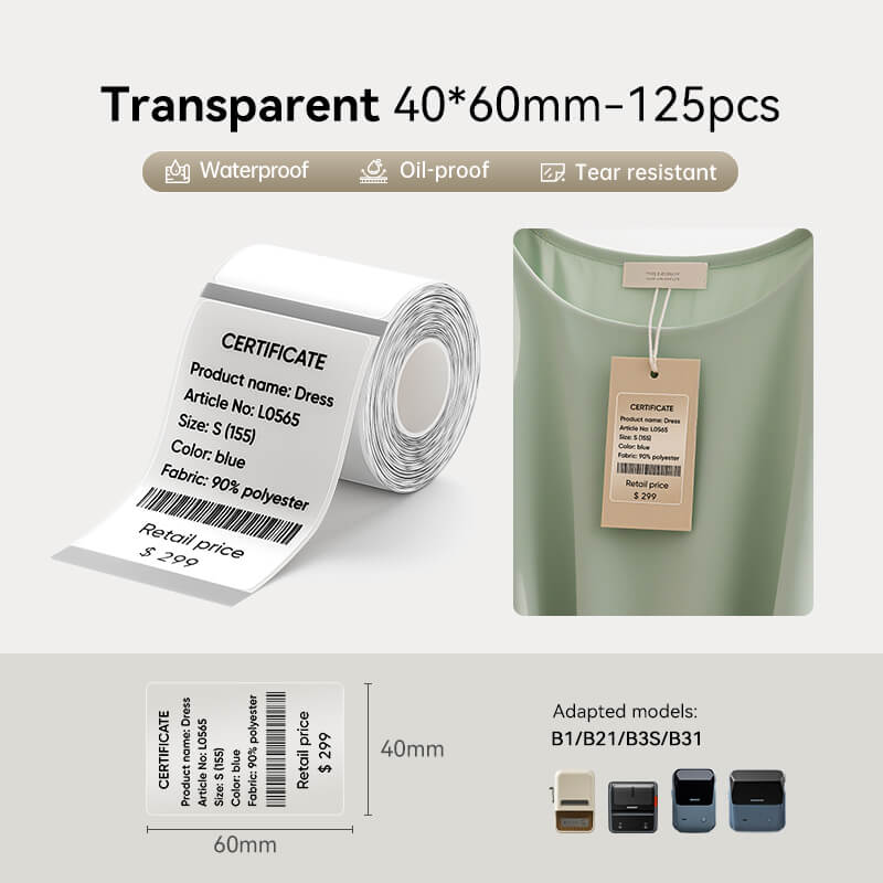 Clear Label Tape for B21, B1, B3S, B4, K3-14