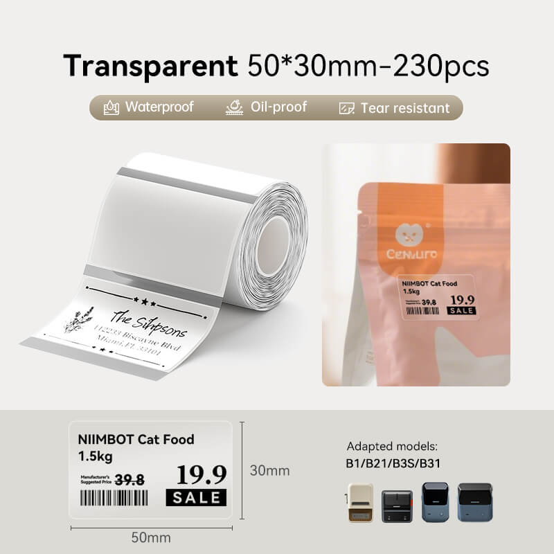 Clear Label Tape for B21, B1, B3S, B4, K3-20