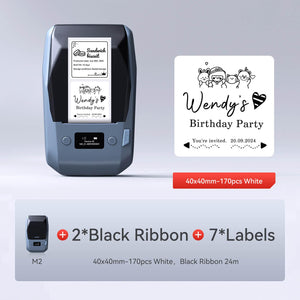 NIIMBOT M2 withe 1 black ribbon 7 40x40mm labels