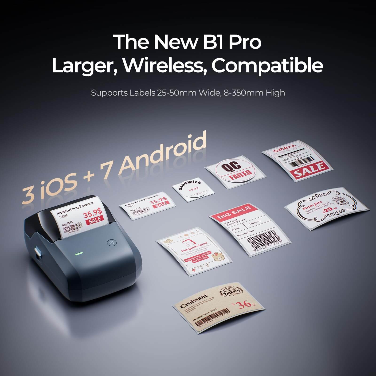 B1 Pro Label Maker, 300DPI HD Label Printer, Ideal for Photos,Stores,Notes,Study Graphics, Small Business