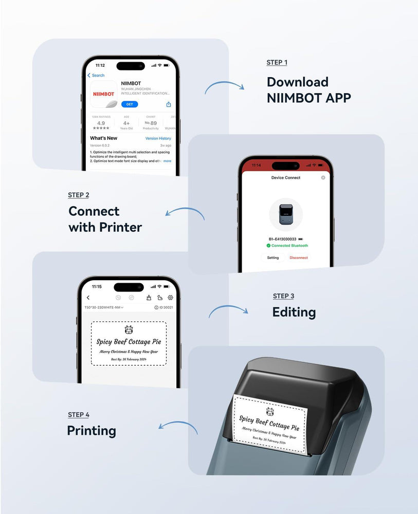 NIIMBOT B1 Inkless Thermal Label Printer, Create Professional Business Labels with Ease