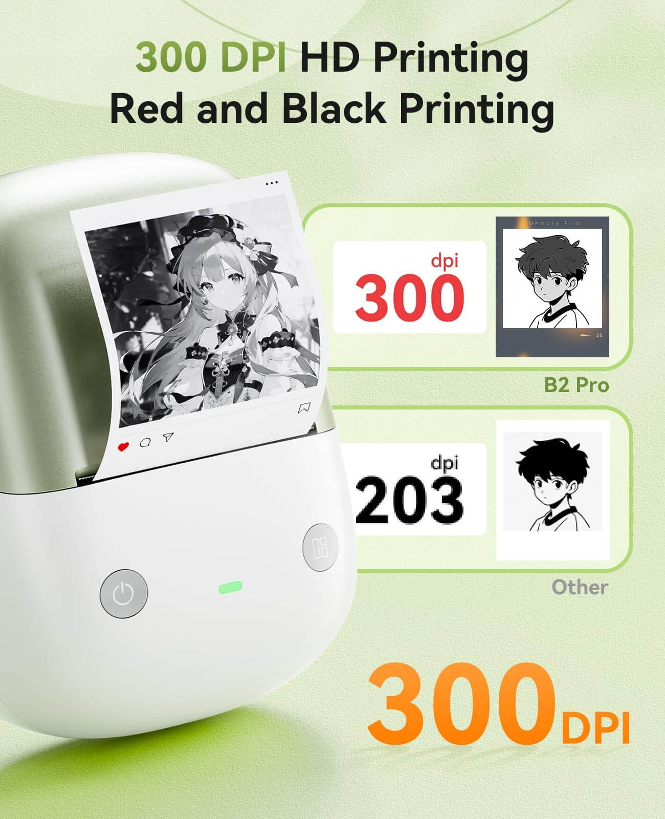 B2 PRO Label Maker Machine, 300DPI HD Thermal Photo Label Printer, Support Red -Black Dual Color Printing