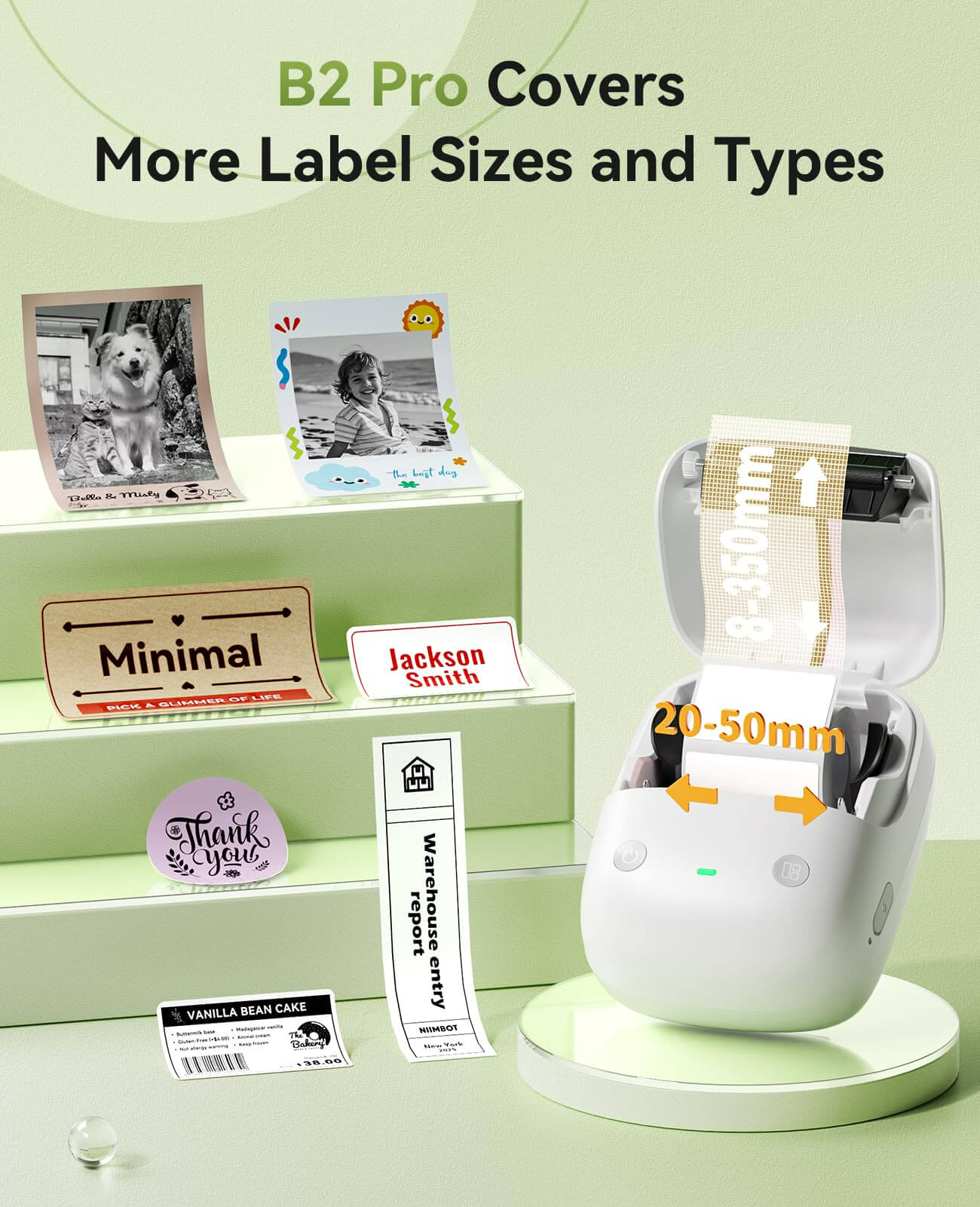 B2 PRO Label Maker Machine, 300DPI HD Thermal Photo Label Printer, Support Red -Black Dual Color Printing