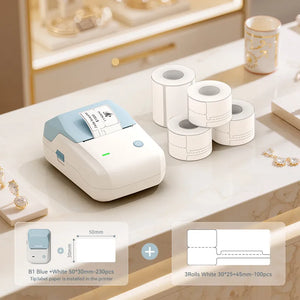 NIIMBOT B1 Thermal Jewelry Label Printer set (with 3 Rolls Jewelry Labels), for Jewelry sales, Support Android, iPhone, Windows