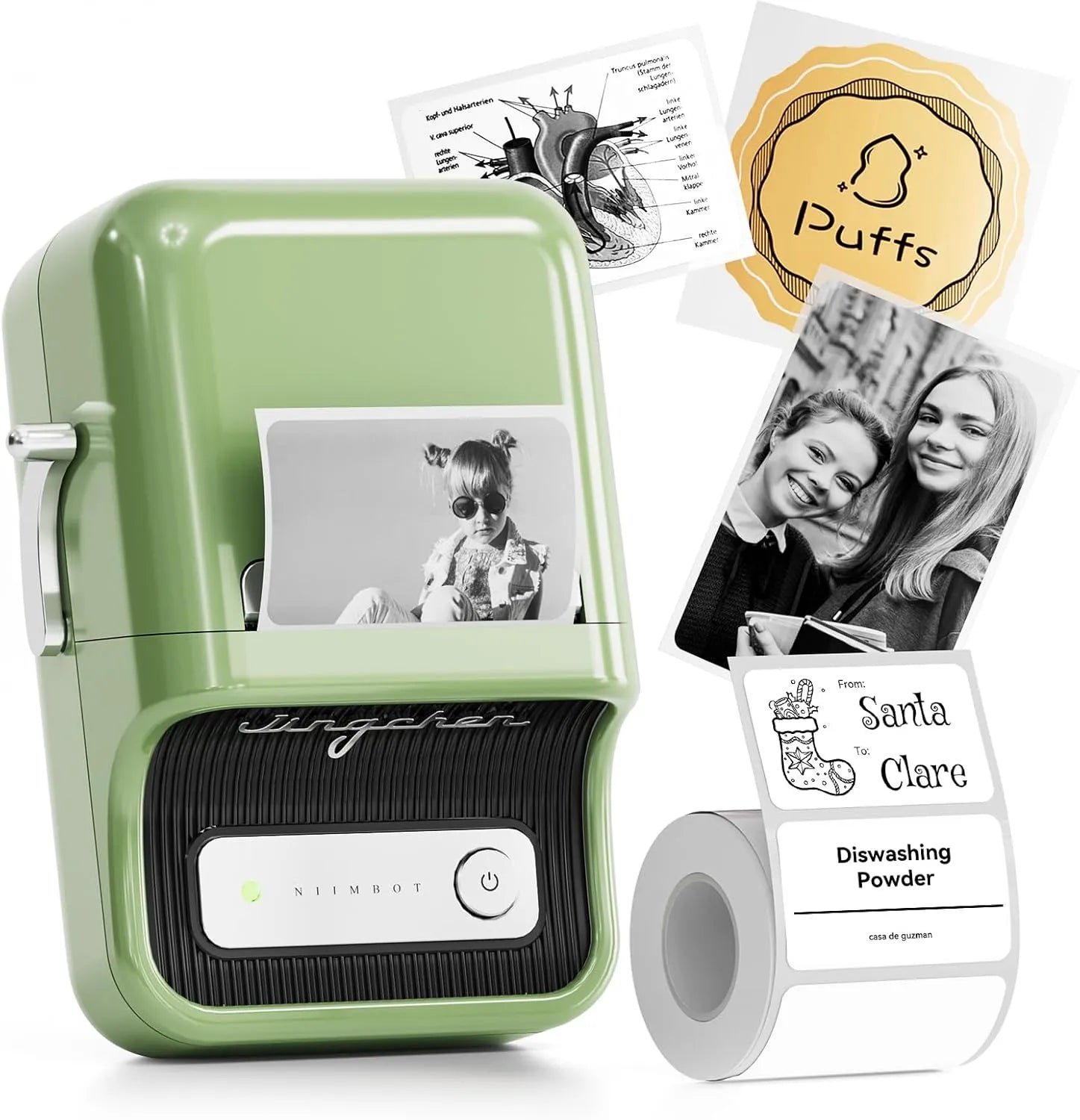 NIIMBOT B21 Pro 300dpi Label Printer, Photo Printer green