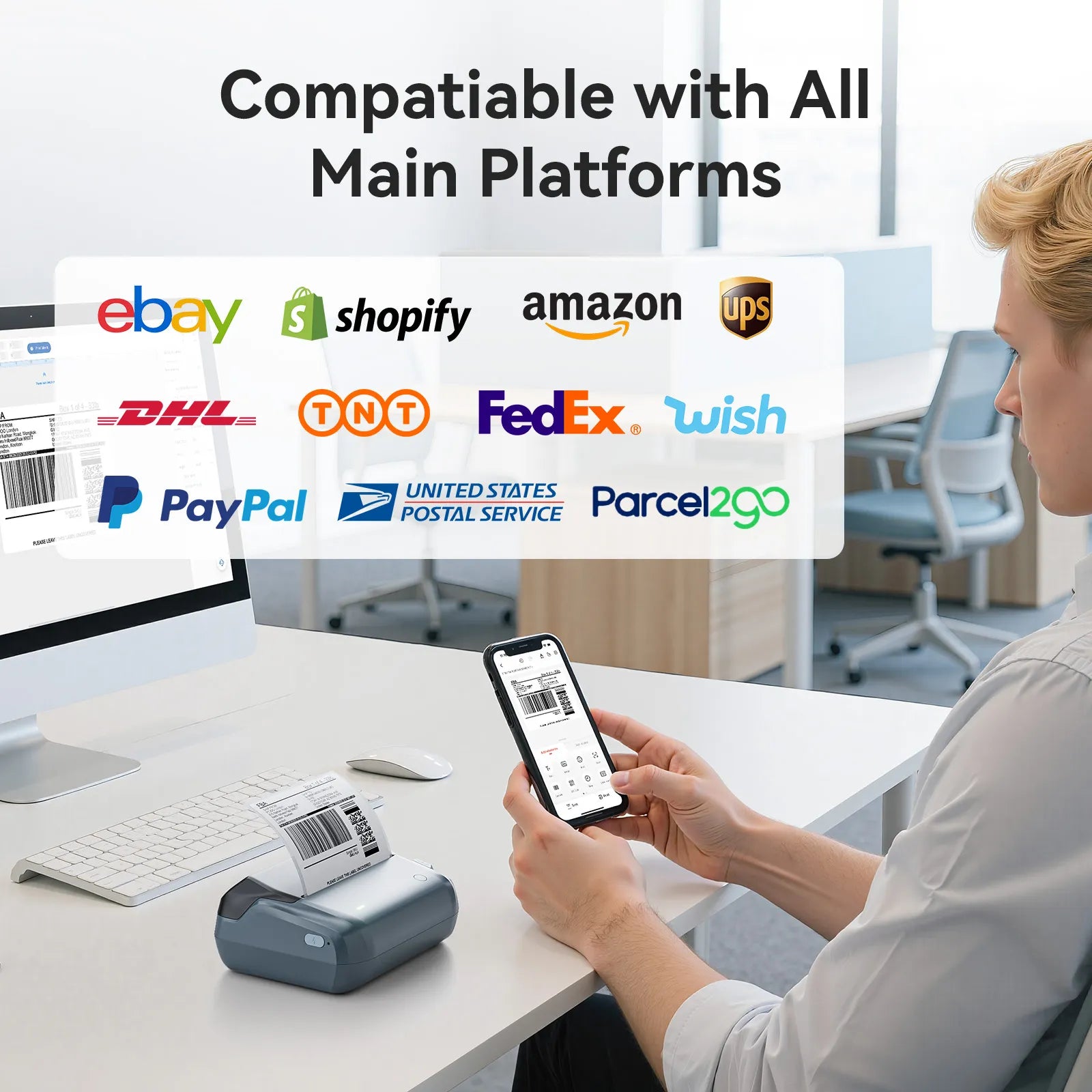 B4 Inkless Thermal Label Maker for Shipping Label, Idea for bussiness&offices