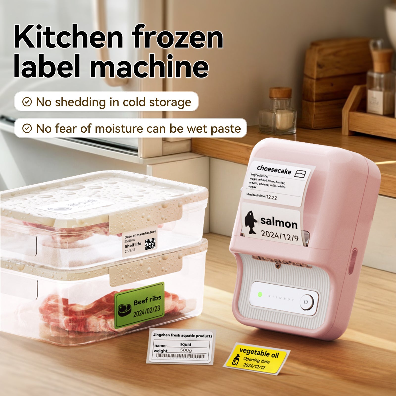 B21 Bluetooth Thermal Kitchen Storage Labels Printer, Efficient for Home, Support PC&Phone
