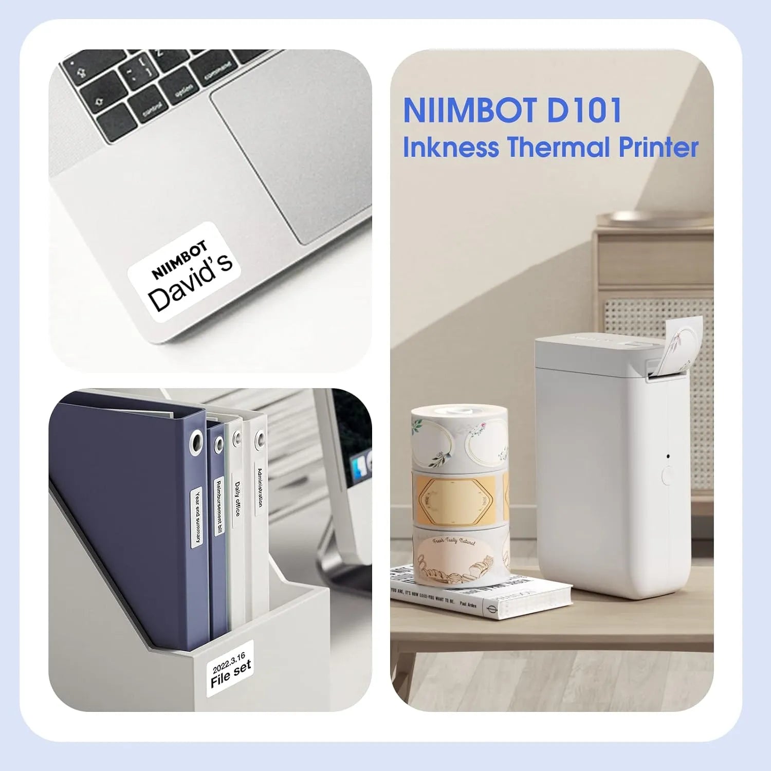 D101 Thermal Inkless Mobile Printer, Effortless Labeling Made Easy
