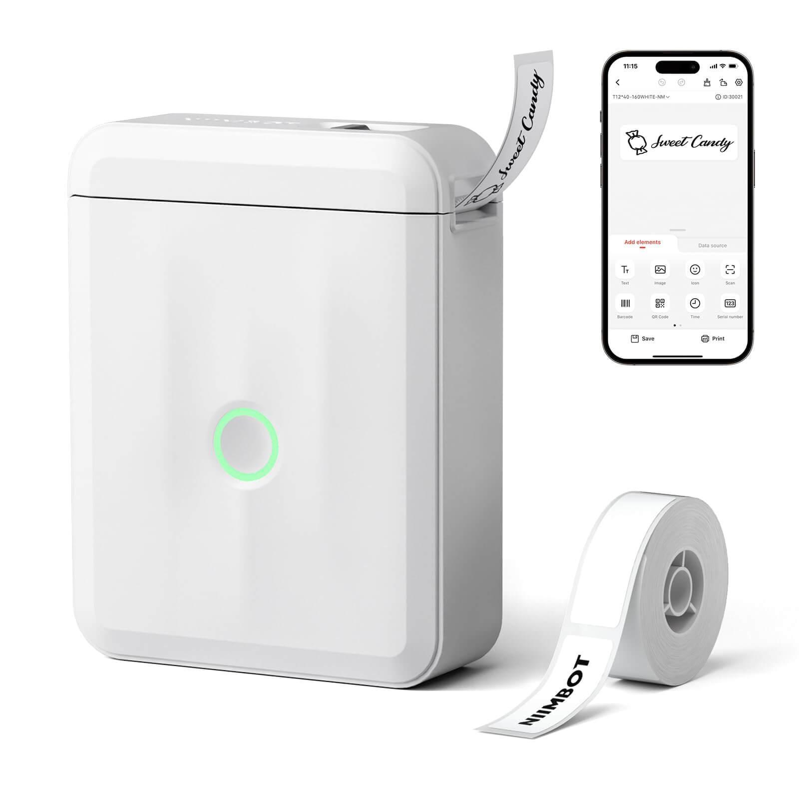 NIIMBOT D110 0.5 Inch Bluetooth Inkless Thermal Label Maker white