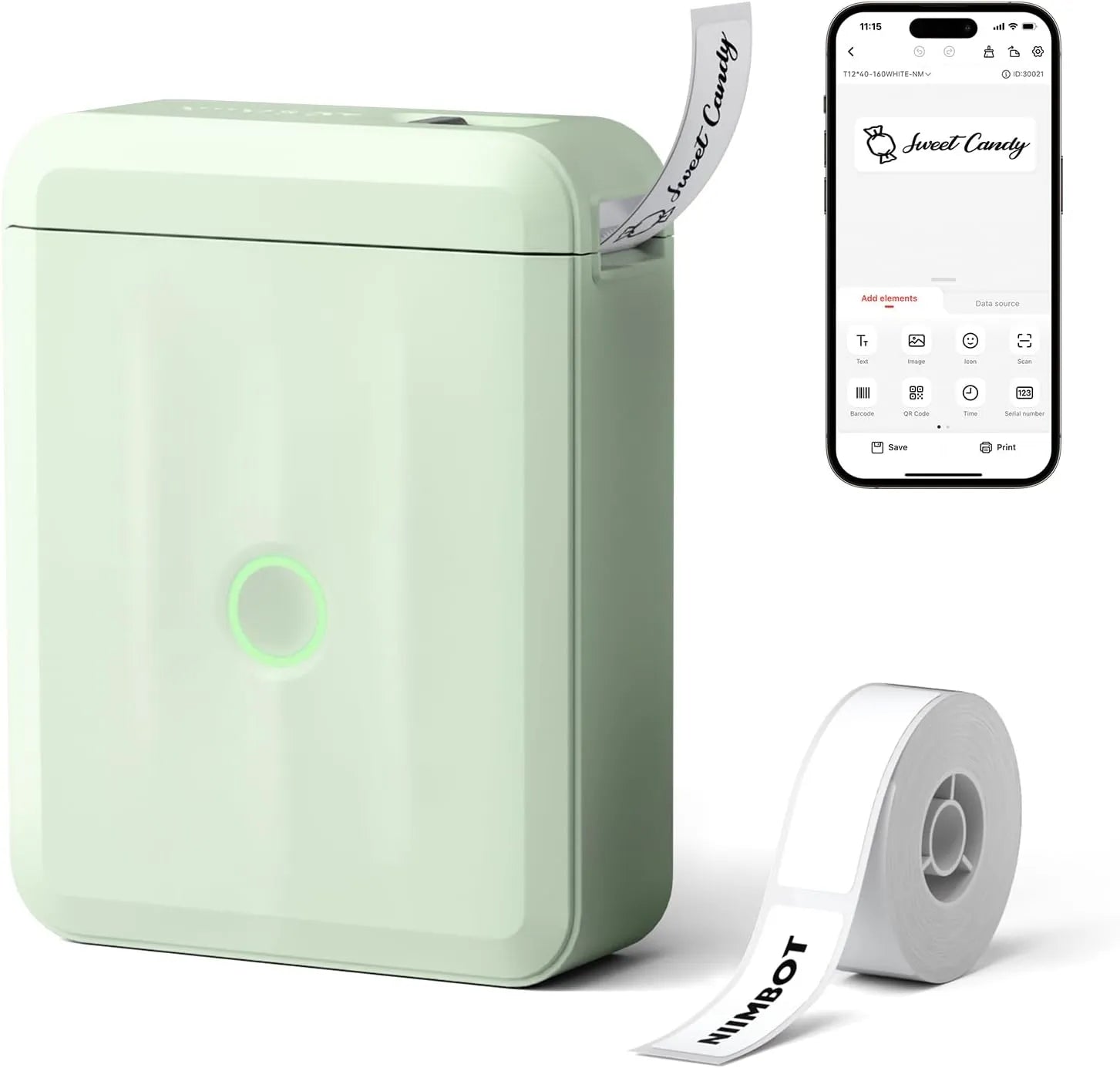 NIIMBOT D110 Upgraded Bluetooth Printer green