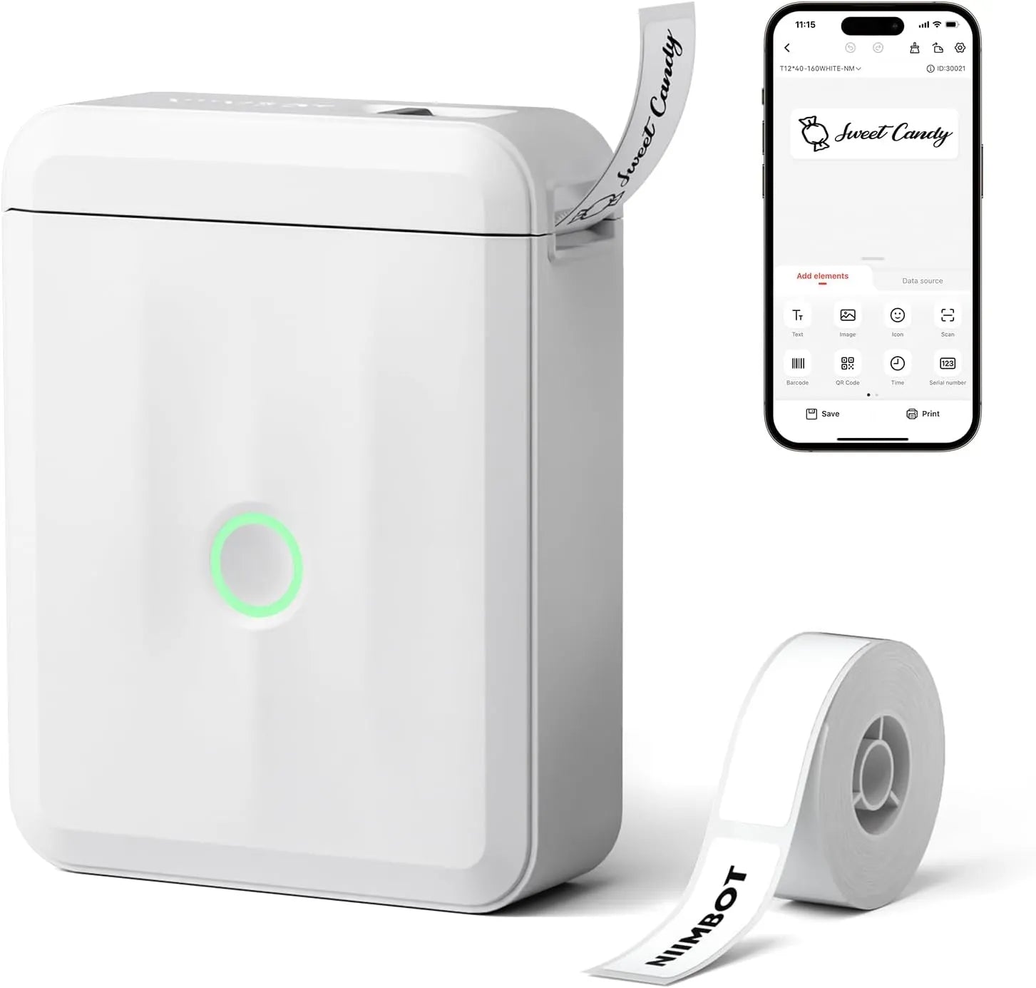 NIIMBOT D110 Upgraded Bluetooth Printer white