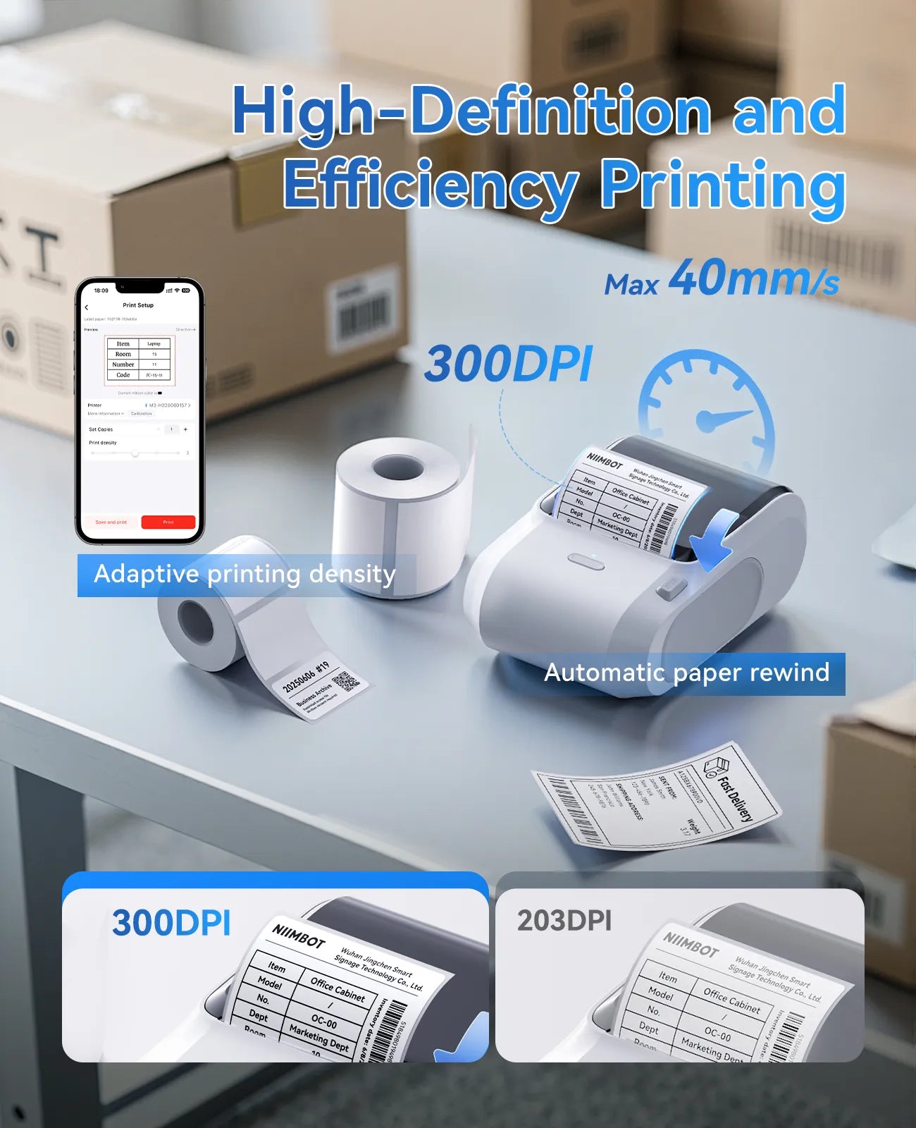 NIIMBOT M3 Inkless Label Maker, 3 Inch Bluetooth Color Thermal Transfer Printer