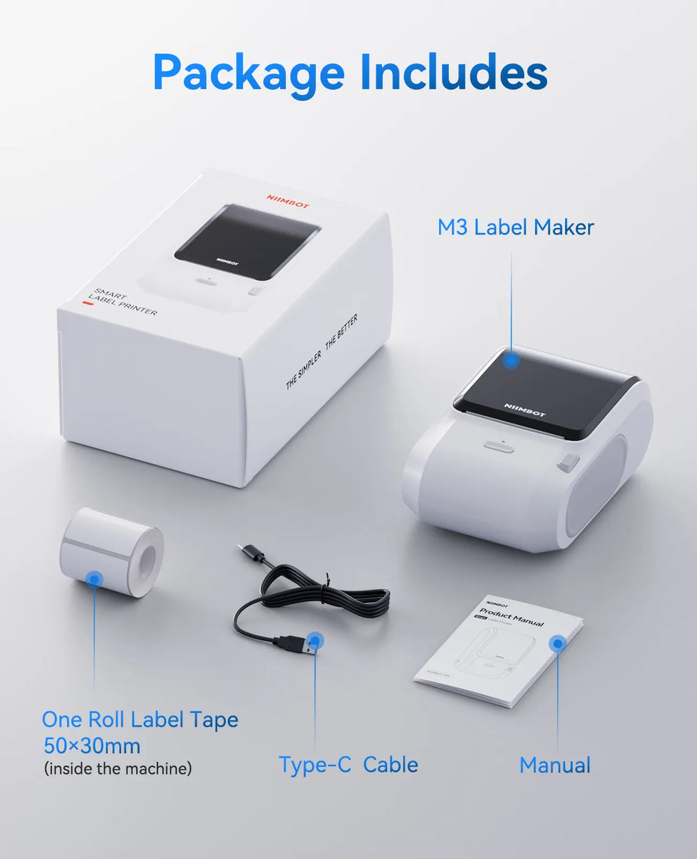 NIIMBOT M3 Inkless Label Maker, 3 Inch Bluetooth Color Thermal Transfer Printer