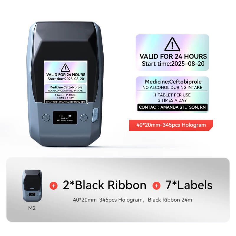 M2 Thermal Transfer Label Maker, Smart Color Printing with Phones & PC for Office, Outdoor Equipment