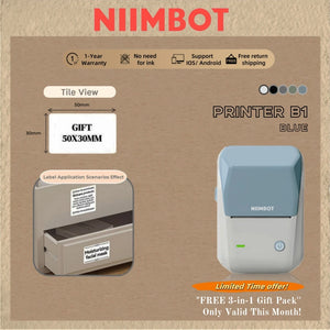 Niimbot B1 English Label Printer Portable Handheld Thermal Printer Mini Barcode QR Code Sticker Paper Color Rolls Maker Cable