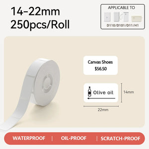 Niimbot Thermal Label White Color Paper 12-15mm Thermal Sticker Paper Roll Waterproof for official D11 D110 D11H D101 Printer