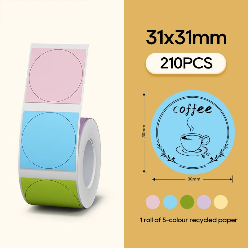 NiiMBOT White Round Color Label Sticker Self-adhesive Paper Thermal Waterproof Digital Number Cake Sealing Roll f B21 B1 Printer