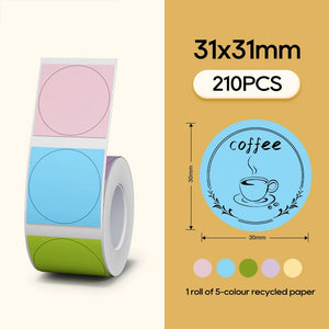 NiiMBOT White Round Color Label Sticker Self-adhesive Paper Thermal Waterproof Digital Number Cake Sealing Roll f B21 B1 Printer