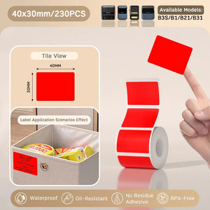 NIIMBOT B21/B203/B3S Colored Label Machine Printing Paper Self Adhesive Label Waterproof Oil Resistant Tear Resistant Label