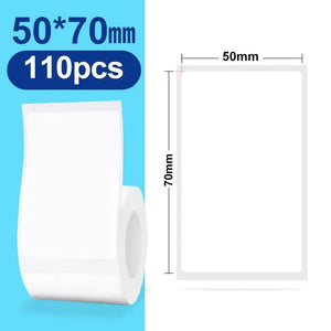 30-50mm Niimbot B21 B1 B3S Printer Label Paper Roll White Sticker Print Papers Rolls Tear-proof Water Oil-proof Adhesive
