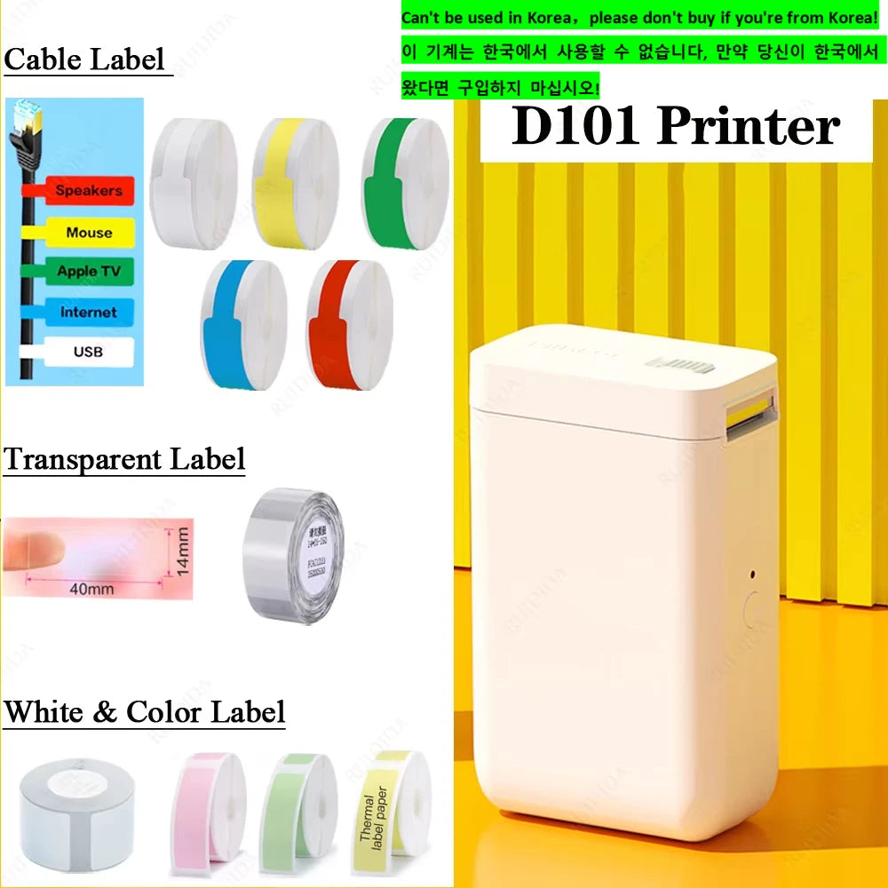 Niimbot D101 Wireless Label Printer Portable Pocket Sticker Printer Mini Bluetooth Thermal Printer Fast Printing Home Use Office