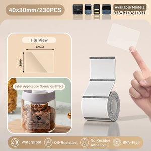 NIIMBOT B21/B203/B3S Colored Label Machine Printing Paper Self Adhesive Label Waterproof Oil Resistant Tear Resistant Label