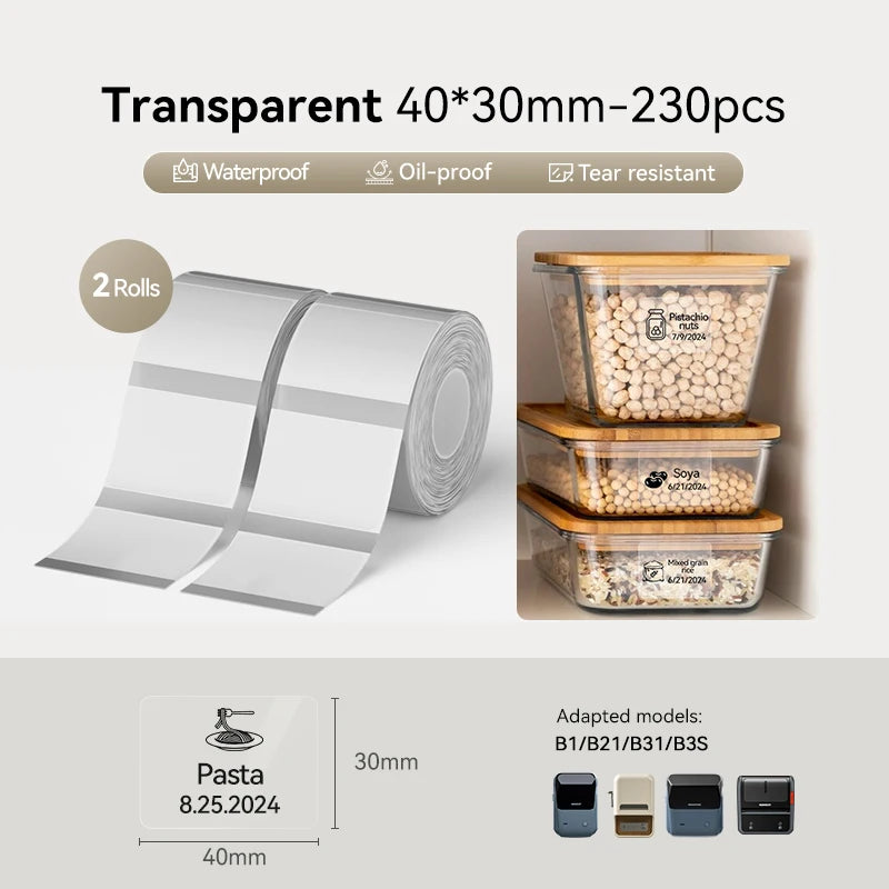 NIIMBOT Thermal Sticker Label Paper for B1 B21 B3S B31 Waterproof Marking Label Price Tag Adhesive Tape Price-tag Sticker