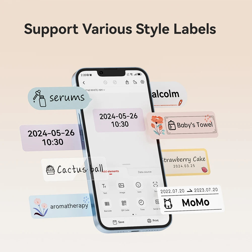 Niimbot D110 Mini Handheld Thermal Label Maker Wireless Sticker Machine Inkless Pocket with Label Sticker for Home Office
