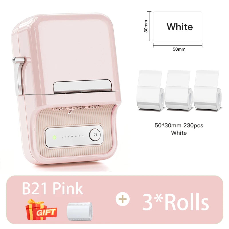 NIIMBOT B21/B1 Portable Thermal Printer 1500mAh Wireless Sticker Printer With Self-adhesive Labels For Barcode Clothing Jewelry