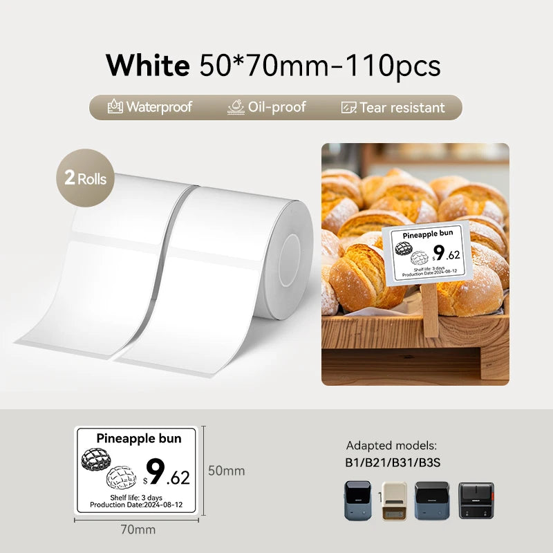 NIIMBOT Thermal Sticker Label Paper for B1 B21 B3S B31 Waterproof Marking Label Price Tag Adhesive Tape Price-tag Sticker