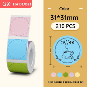 Niimbot Round White Color Label Sticker Paper Rolls for Adhesive Mini Mobile Label Maker B1 B21 Printer Different Size Papers