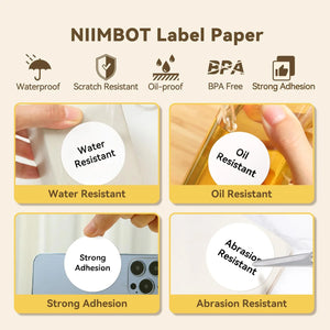 Niimbot Round White Color Label Sticker Paper Rolls for Adhesive Mini Mobile Label Maker B1 B21 Printer Different Size Papers