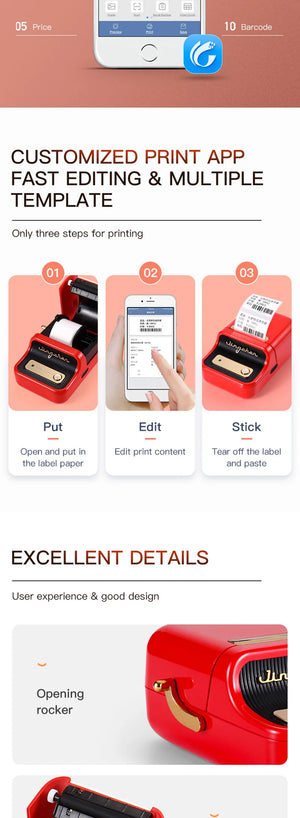 Niimbot B21 Portable Label Printer Wireless Bluetooth Label Maker Multifunctional Self-adhesive Pocket Label Machine
