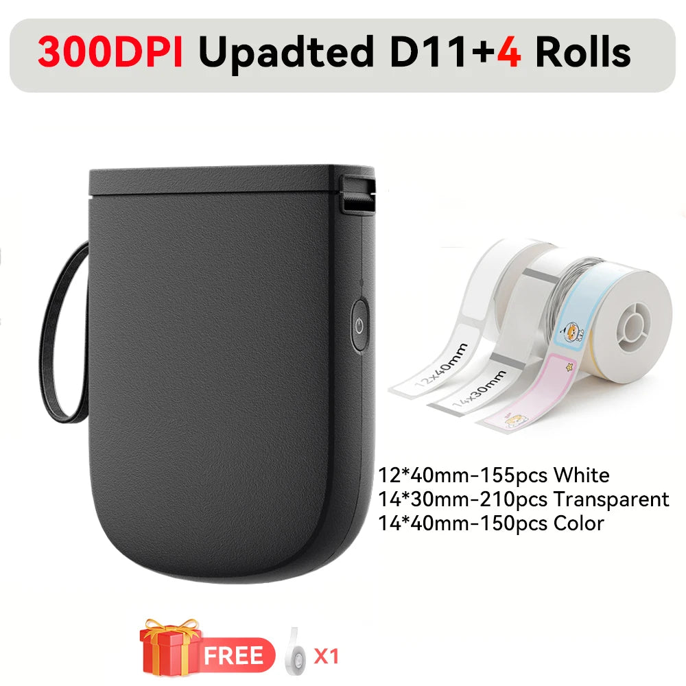 Niimbot Upgraded D11 Mini Thermal Printer 300 DPI Wireless Self-Adhesive Label Maker Inkless Pocket Barcode Name Tag  Labeller