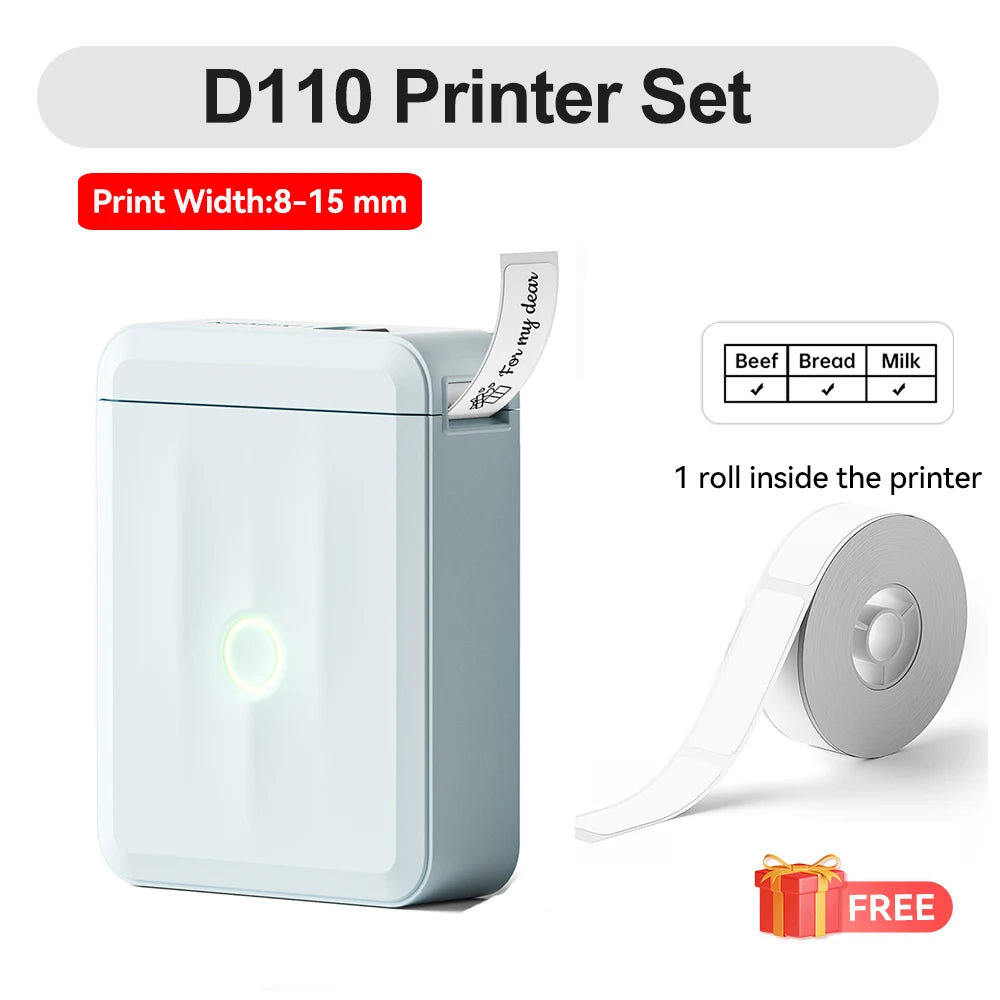 Niimbot D110 Mini Handheld Thermal Label Maker Wireless Sticker Machine Inkless Pocket with Label Sticker for Home Office