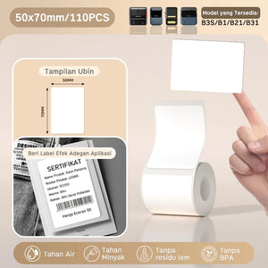 NIIMBOT B21/B203/B3S Label Machine Printing Paper Self Adhesive Label Waterproof Oil Resistant Tear Resistant Label