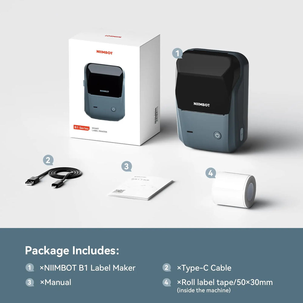 Niimbot B1 Portable Thermal Label Printer Wireless Sticker Printer For Home Adhesive Label Maker Compatible With iOS & Android