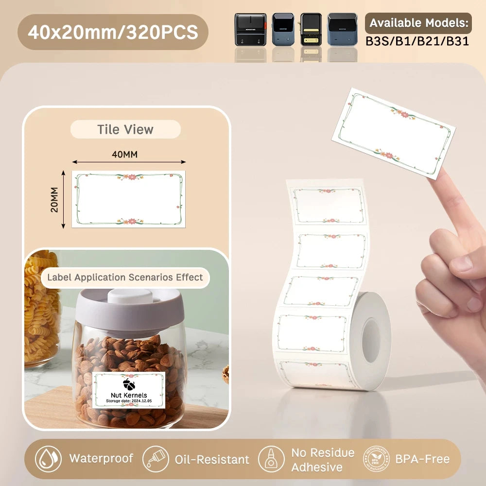 NIIMBOT B21/B203/B3S Colored Label Machine Printing Paper Self Adhesive Label Waterproof Oil Resistant Tear Resistant Label