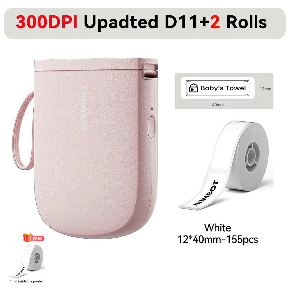 Niimbot Upgraded D11 Mini Thermal Printer 300 DPI Wireless Self-Adhesive Label Maker Inkless Pocket Barcode Name Tag  Labeller