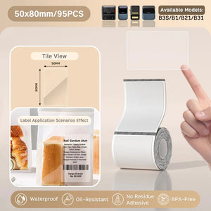 NIIMBOT B21/B203/B3S Label Machine Printing Paper Self Adhesive Label Waterproof Oil Resistant Tear Resistant Label