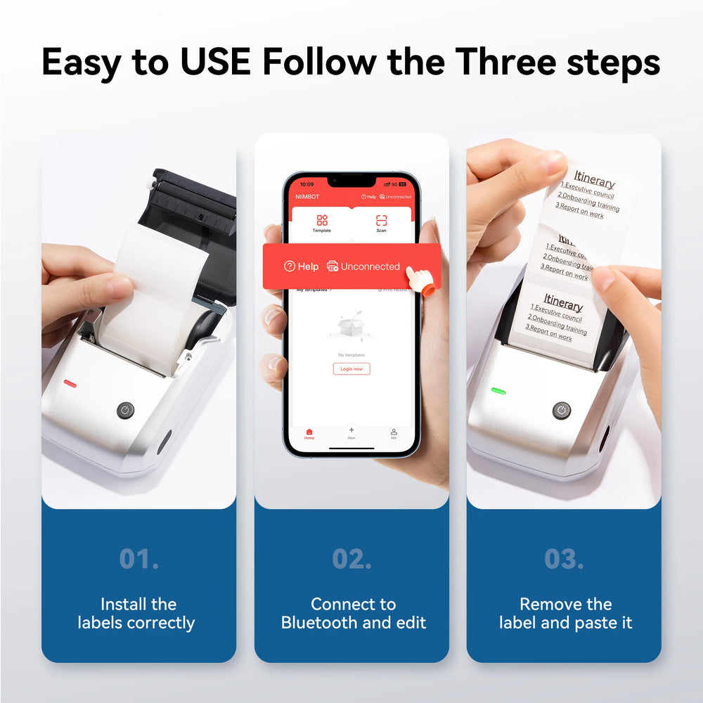 Niimbot B1 English Label Printer Portable Handheld Thermal Printer Mini Barcode QR Code Sticker Paper Color Rolls Maker Cable