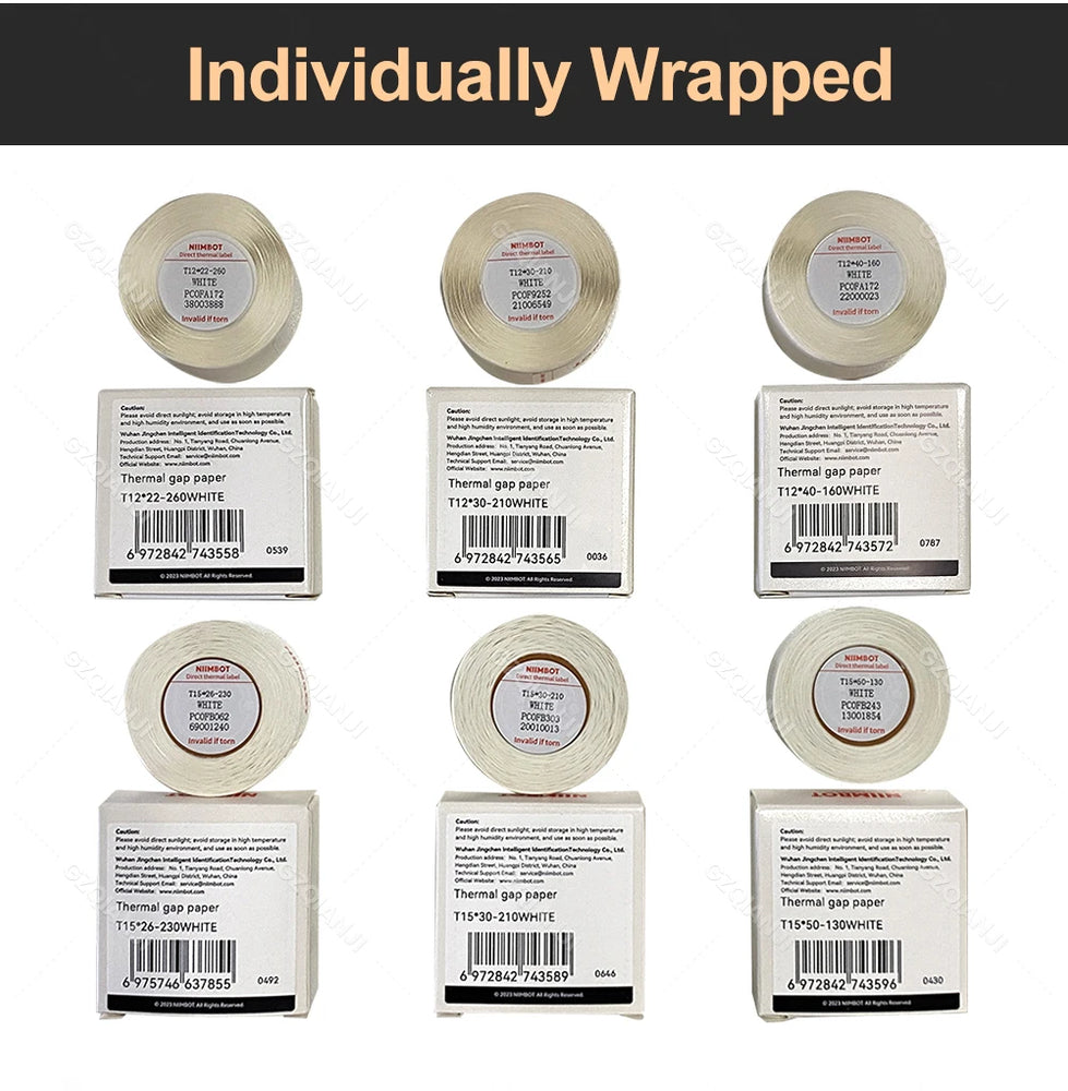 Niimbot Thermal Label White Color Paper 12-15mm Thermal Sticker Paper Roll Waterproof for official D11 D110 D11H D101 Printer