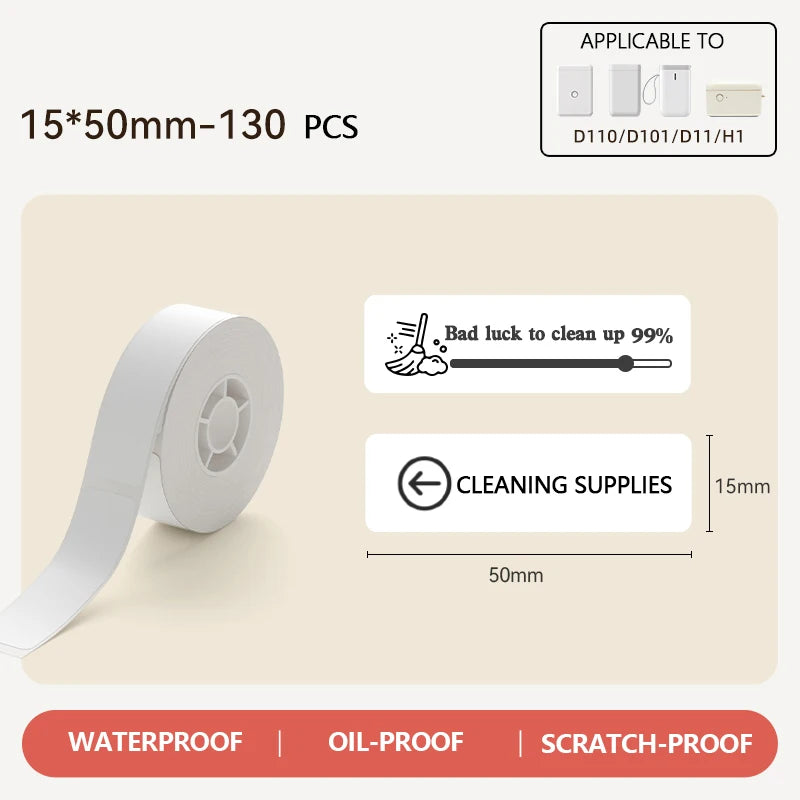 Niimbot Thermal Label White Color Paper 12-15mm Thermal Sticker Paper Roll Waterproof for official D11 D110 D11H D101 Printer